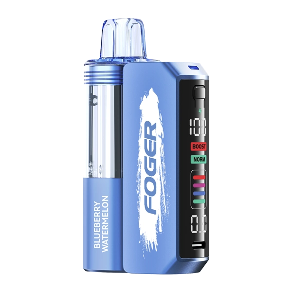 Vaper smiling while using a Lost Mary device with digiflavor black and blue flavor